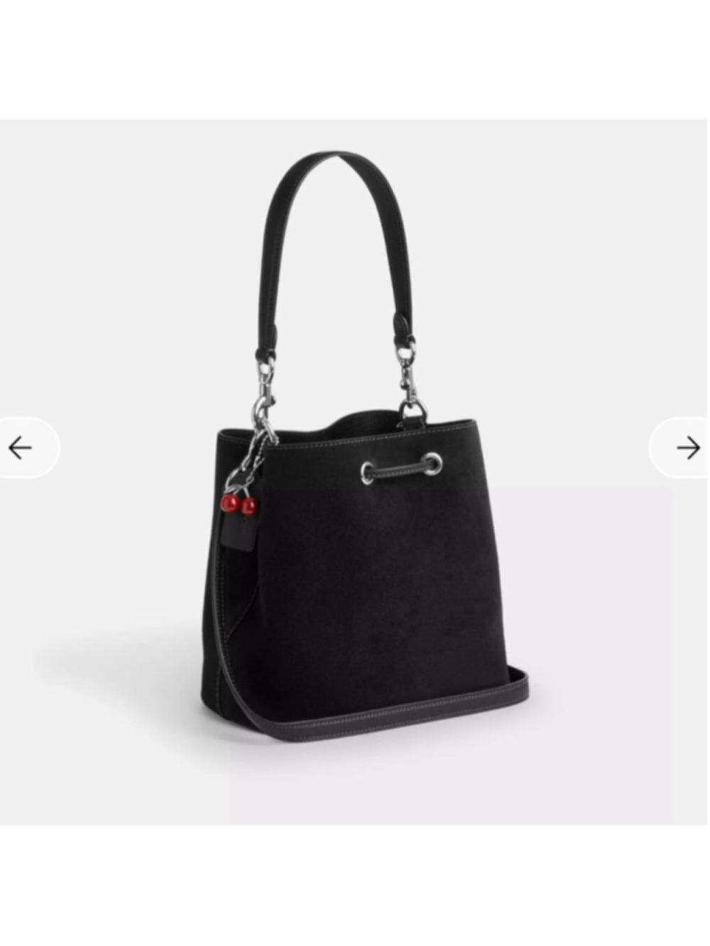 NEW Coach Rowan Bucket Bag Black Suede w/ Removable Zip Pouch CCZ89 NWT - Picture 6 of 14
